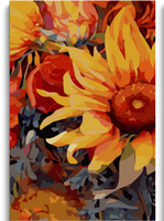 Pintura por Números de 3 Paneles para Adultos, Kit de Pintura al Óleo Digital DIY de 3 Piezas con Paisaje de Girasoles Brillantes, para Regalo
