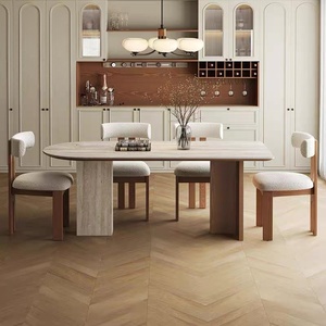 Tavolo da <span class=keywords><strong>Cucina</strong></span> in Legno Massello Stile Retrò Francese, Tavolo Creativo Vintage Semi-Ovale per Piccoli Appartamenti - Product Image 3