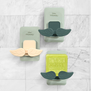 Porte-savon moderne en silicone sans BPA, antidérapant, support pour luffa en forme de feuille, drainant, écologique, pour salle de bain - Product Image 4