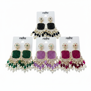 Pendientes Colgantes de Diseño para Mujer, Chapados en Oro, con Detalles Intrincados de Cuentas Kundan, Joyería India Elegante para Festivales - Product Image 2