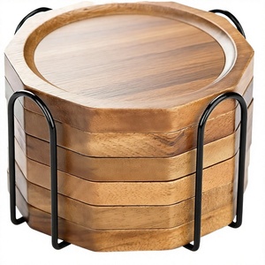 Posavasos octogonales de madera natural, antideslizantes, de diseño moderno, para utensilios de cocina, decoración del hogar, posavasos personalizados - Product Image 3