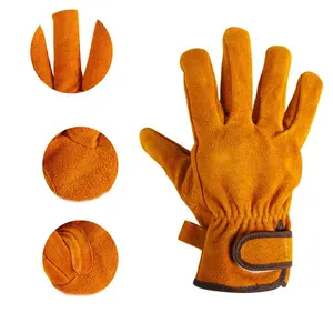 Custom Cow Split Leather Heat Resistant Barbecue BBQ Electric Welding Safety Work Protective Gloves