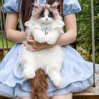 Sac à dos chat Ragdoll bicolore, sac à bandoulière double imitation, peluche en forme de chat, cadeau d'anniversaire
