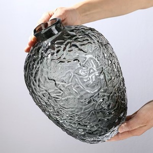 Simple Large-bellied Floor-<b>standing</b> Glass <b>Vases</b> with Hammered Texture - Product Image 3