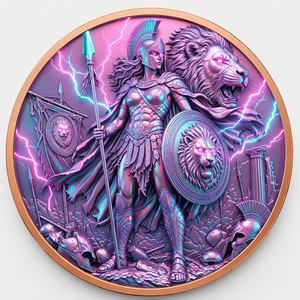 Pièce de monnaie Spartan Guerriers de l'Histoire en Cuivre Pur 999 de 1 oz, Relief 3D, Coloration UV, Effet Proof-like, Art Métallique Légendaire - Product Image 3