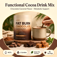 Poudre fonctionnelle instantanée brûle-graisses au chocolat et caramel, avec MCT, extrait de thé vert et L-Carnitine, complément alimentaire favorisant la santé
