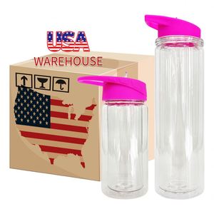 Botellas de Agua Deportivas de Plástico Acrílico de Doble Pared con Logotipo Personalizado, Libres de BPA, Preperforadas, de 10oz y 15oz, con Pajita - Product Image 4
