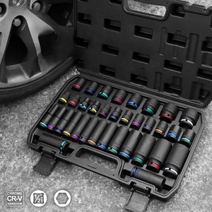 Bán buôn 1/2 "Hex tác động ổ cắm thiết lập cho tự động sửa chữa DIY công cụ cơ khí với khí nén wrenches nhà để xe lưu trữ OEM/ODM có sẵn - Product Image 1