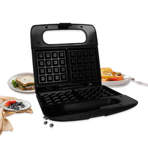 Máquina para hacer gofres de acero inoxidable multifuncional profesional, prensa eléctrica en forma de placa reemplazable, hogar, Hotel, Coche - Product Image 1