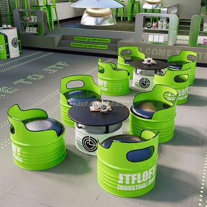 Juego de Mesa y Sillas para Restaurante con Diseño Industrial de Barril de Petróleo, Mobiliario Creativo para Cafetería, Pub y Bar - Product Image 1