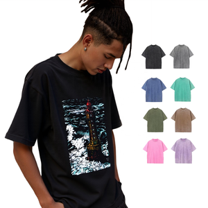 Camiseta ShengShi para adultos algodón 320g lavado de ropa Retro Regular cuello redondo trabajo suave para logotipo personalizado venta al por mayor camiseta de entrenamiento para hombres - Product Image 1