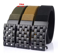 Ceinture tactique en nylon épaississante réglable de 3.4cm pour hommes, style décontracté, grille colorée, boucle en alliage automatique, ceintures en toile durable