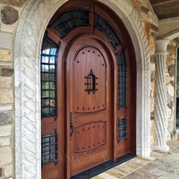 Portes d'entrée en bois à double arche extérieure modernes avec taille personnalisée