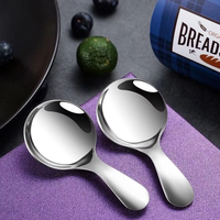 Spiegelpolijst roestvrijstalen ronde lepel met kort handvat voor soep, dessert, rijst, thuis, restaurant.