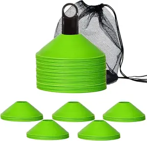 Conjunto de 50 cones de cone para futebol, 50 pacotes com suporte e saco para treino, cone marcador de disco