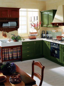 Verde scuro stile agitatore mobile da cucina di alta <span class=keywords><strong>qualità</strong></span> in legno con rubinetto lavello e cassetto scorrevole per appartamenti moderni - Product Image 5