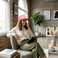 Groothandel Bulk Oxford 5 Panel A-Frame Baseball Cap Roze Bordeaux Suède Stippen Visier Contrast Kleur Verstelbaar Sport Custom