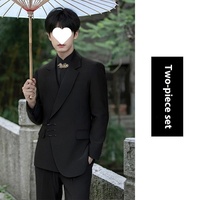 Costume Zhongshan de style chinois pour hommes robe de mariage pantalon à braguette boutonnée ensemble de vestes de fiançailles et de marié respirantes de grande taille style national