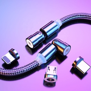 2m Nylon Tresse Fil Micro 8pin USBC Flexible 540 Rotatif <span class=keywords><strong>Double</strong></span> Rotation Interface Magnétique Fort Câble Avec Indicateur LED - Product Image 4
