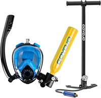 GOYOJO 0.5L Ensemble masque de plongée intégral et tuba pour plongée sous-marine et snorkeling, avec pompe manuelle, certifié DOT 3000PSI