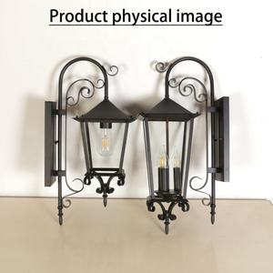 Lámpara de Pared Exterior de Jardín Grande Retro Negra E14 * 3, Lámpara de Pared LED Exterior Impermeable para Patio de Villa, Pasillo - Product Image 5