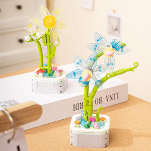 Ensemble de blocs de construction en plastique en forme de fleurs, 100-200 pièces, jouet éducatif pour adolescents de 2 à 14 ans, assemblage DIY, cadeau, ornement - Product Image 2