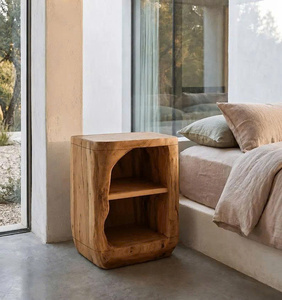 Mesita de Noche de Madera de Alta Calidad, Estilo Moderno y Rústico, con Almacenamiento Abierto, Estilo Minimalista para Muebles de Dormitorio - Product Image 3