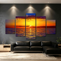 Impression numérique sur toile, art mural réalisthe de paysage marin en 5 panneaux, écologique, NOUVEAU, peinture imprimée, dessins personnalisés, pour la maison, l'hôtel, faible MOQ