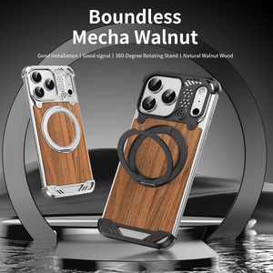 เคสโทรศัพท์แม่เหล็กแบบมีแผ่นหลังไม้หรูหราสำหรับ iPhone 17 13 14 15 16 Pro Max พร้อมการปกป้อง 360 องศา °   ฝาครอบกันกระแทกแบบไม่มีกรอบอะลูมิเนียม - Product Image 5