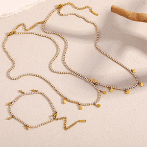 Dreamidea 18K Gold Plated Jewelry Set with Cubic Zirconia and Heart Shaped Charms Necklace and <strong>Bracelet</strong> <strong>Combo</strong> - Product Image 1