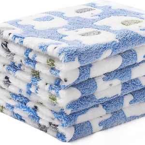 高級コーラルフリースパピーペットブランケット新デザイン洗える屋内屋外ふわふわベッドブランケット犬用プリントスタイル - Product Image 1