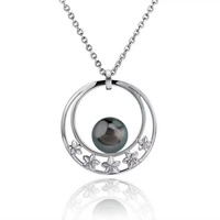 Collier pendentif fleur de frangipanier ronde en argent sterling 925 avec perle, bijoux tropicaux en argent