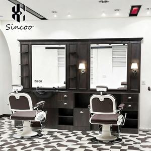 Luxury Unique Single-sided Vintage Marble Barber Mirror Station <b>With</b> Ceramic Bowls Mirror Styling Mirror <b>Dressing</b> <b>Table</b> - Product Image 1