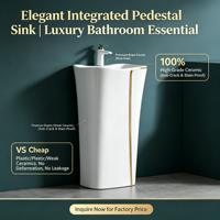 Lavabo sur pied en céramique, articles sanitaires modernes français, lavabo sur colonne pour salle de bain