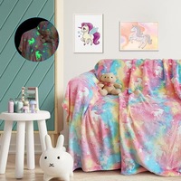 Couverture douce et lumineuse pour enfants, motif étoile et lune, qui brille dans le noir, couverture fluorescente et moelleuse pour lit