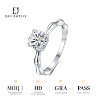 Bague de fiançailles en argent sterling 925 avec moissanite ronde, certificat GRA, plaqué rhodium, fabricant de bijoux en marque privée