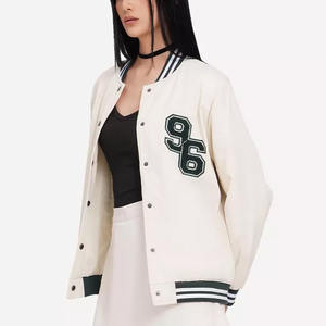 Chaqueta Varsity de Lana Cruda con Logotipo Personalizado de Primera Calidad para Mujer, a Prueba de Viento, Invierno, Superventas - Product Image 1