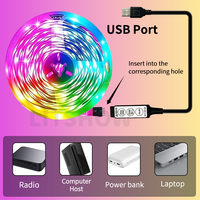 Bande LED RGB USB 5V 5050 pour rétroéclairage TV, kit flexible 12/30/60 LED/m avec télécommande pour la vente en gros