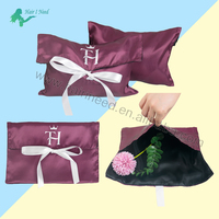 Tas Amplop Satin Logo Kustom Dengan Pita, Tas Amplop Satin Lembut Halus Dapat Digunakan Kembali untuk Rambut