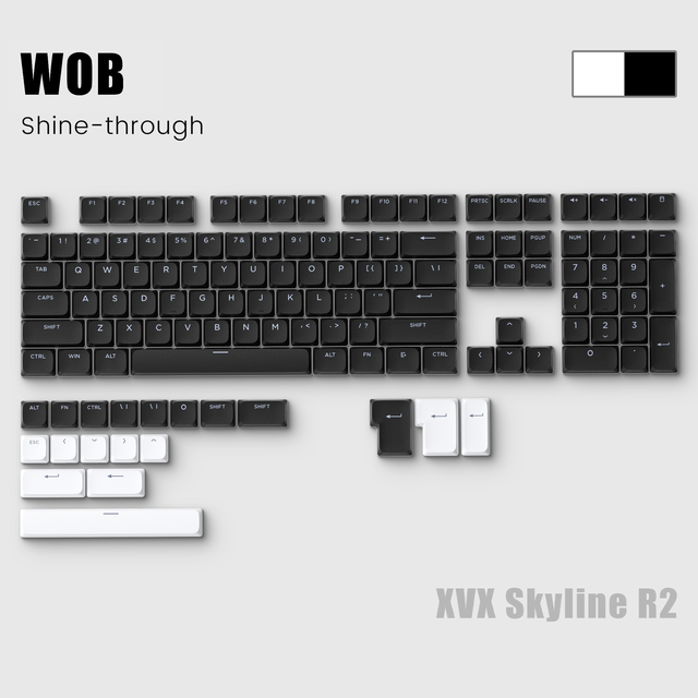 XVX Skyline R2 Keycaps Low Profile PBT Double-shot Keycap (6 Colors) 127 Keys DIY Custom Mechanical Keyboard Keycaps