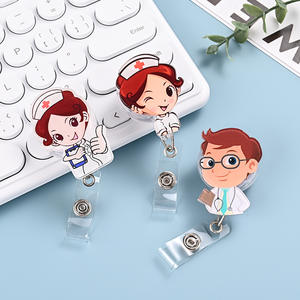 Porte-badge télescopique à boucle facile à tirer, accessoire Yilan Z268 de qualité supérieure, employés, dessin animé mignon, infirmière, médecin, badge de travail - Product Image 2