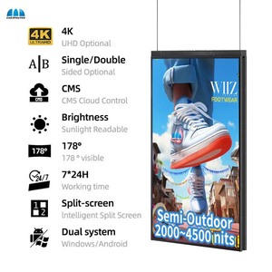 Hohe Helligkeit 43 Zoll Doppelseitige Schaufenster mit hoher Helligkeit und doppeltem Bildschirm <span class=keywords><strong>LCD</strong></span> Digital Signage und Displays - Product Image 2
