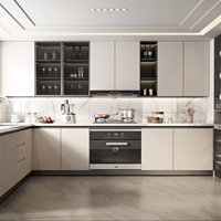Lemari Dapur Kayu Solid Lesso Home Desain Vintage Kustom Bentuk L Lemari Anggur Kabinet Dapur Modern untuk Vila Apartemen