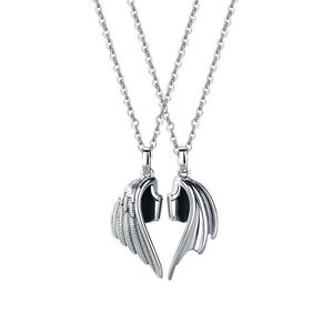 2025 nuovo ciondolo creativo retrò tailandese in argento piccola clavicola catena diavolo <span class=keywords><strong>e</strong></span> <span class=keywords><strong>angelo</strong></span> coppia collana - Product Image 4