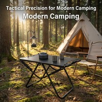 Table de camping pliante compacte, portable, ultralégère, avec plateau en aluminium, pliage en une étape, sac de transport inclus, durable, disponible en version OEM.