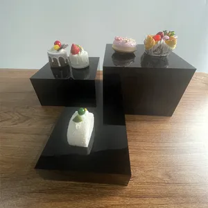 Düğün noel partisi akrilik gıda küpleri beyaz Plinth tatlı kek standı akrilik ekran yükseltici büfe masası yükselticiler