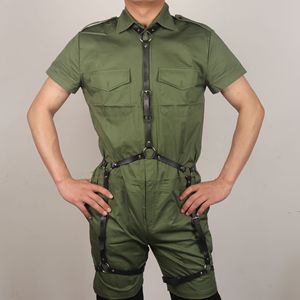 Arnés de cuero sintético negro para hombre con tirantes, correa de hombro, arnés de pecho y cinturón de cadena ajustable, estilo punk <span class=keywords><strong>gay</strong></span> para discoteca/disfraz - Product Image 3