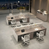 Table de travail double face avec panneau perforé de rangement et armoire sur pied, bureau pour personnel