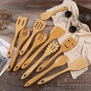 Eco Friendly Natural Spatula Hot Sale Lot Wooden Spoon Bamboo Kitchen Cooking Utensil Tool Soup Teaspoon Catering kitchenware