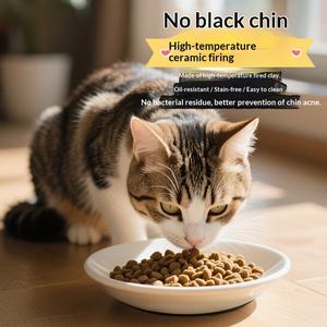 Mangkuk Makanan Kucing Keramik Anti Tumpah, Anti Lelah untuk Anak Kucing dengan Silikon Anti Selip - Product Image 4